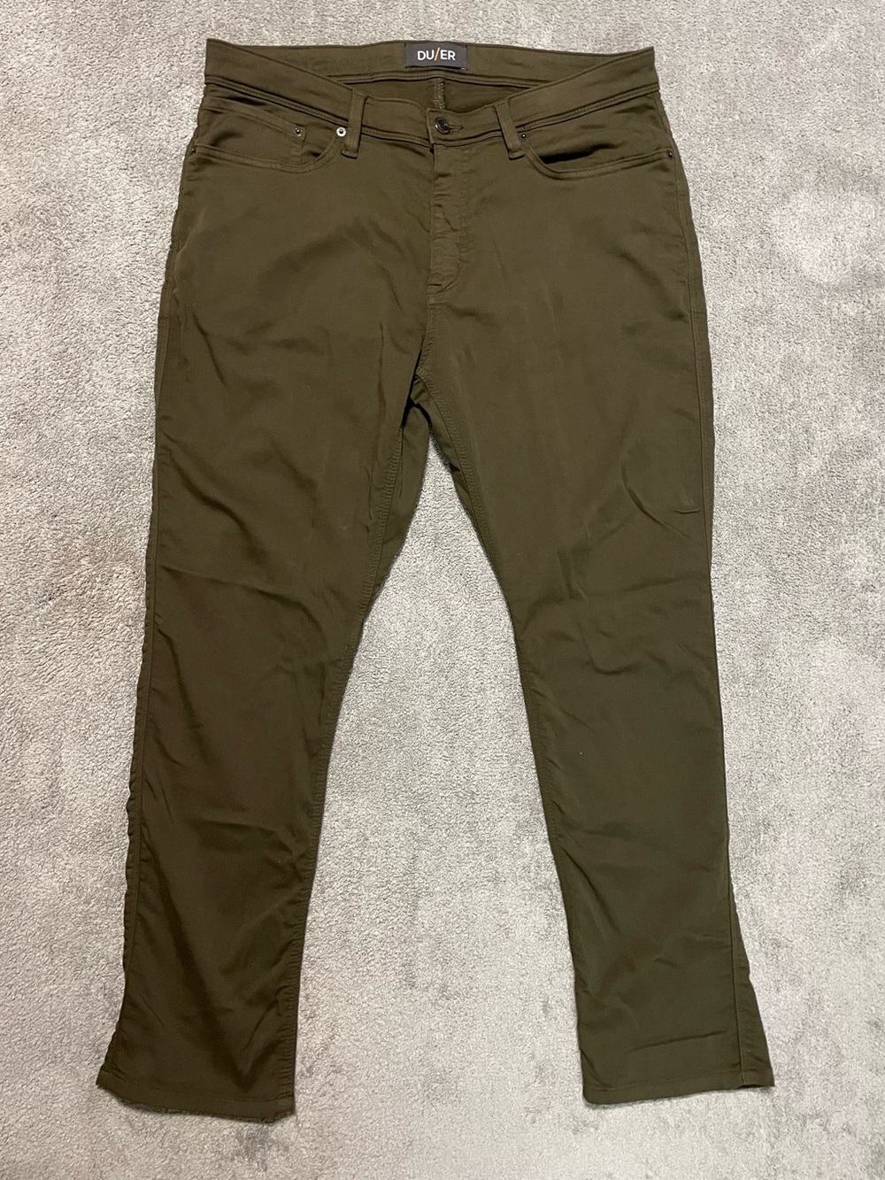DU/ER N2X Pants Mens 36x30 Green Relaxed Taper Stretch Chino 5 Pocket Casual